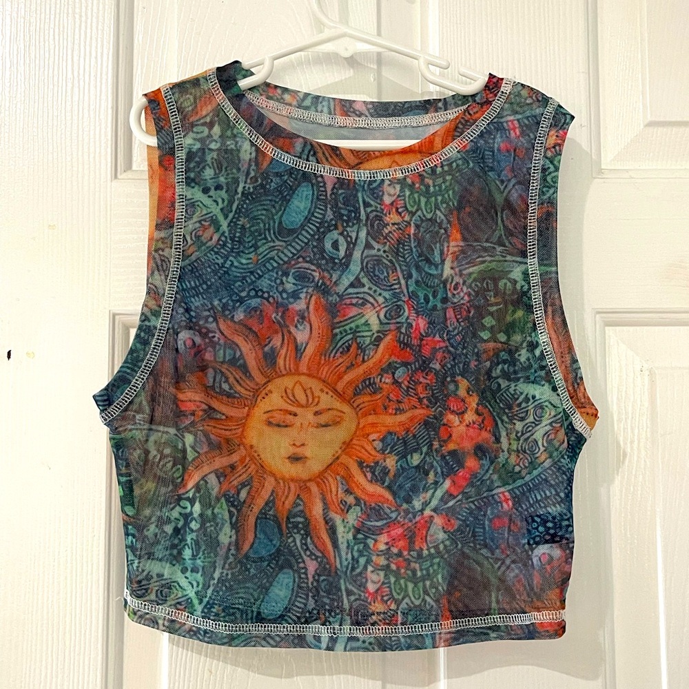 See through bikini cover up, Sun design colorful, Small